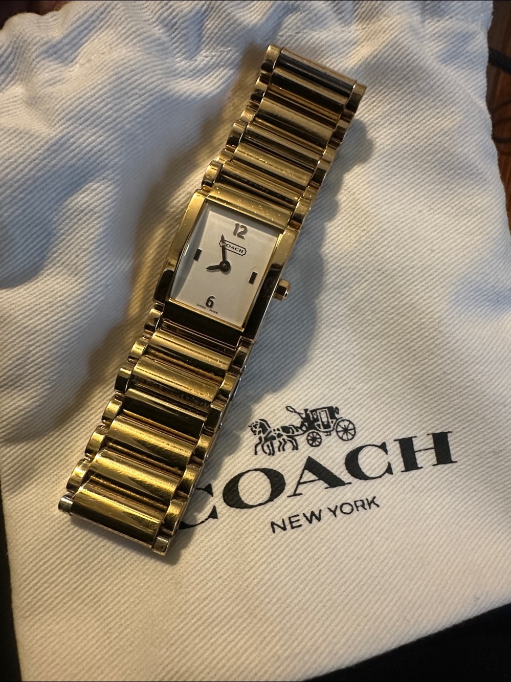 Coach Gold-Tone Rectangular Bracelet Watch - Picture 2 of 4